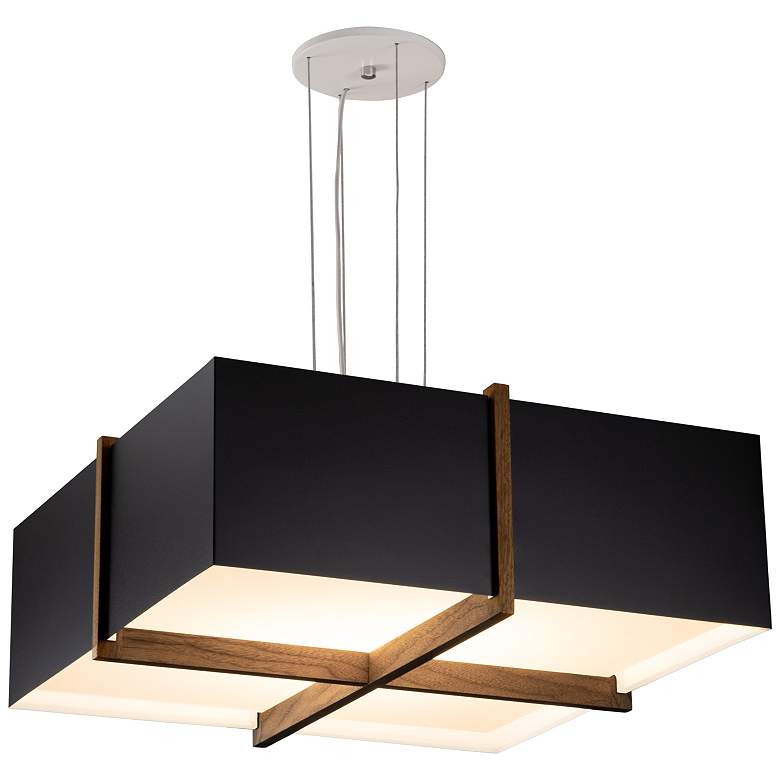 Image 1 Veram 24" Wide Walnut 3000K LED Pendant With Matte Black and White Sha