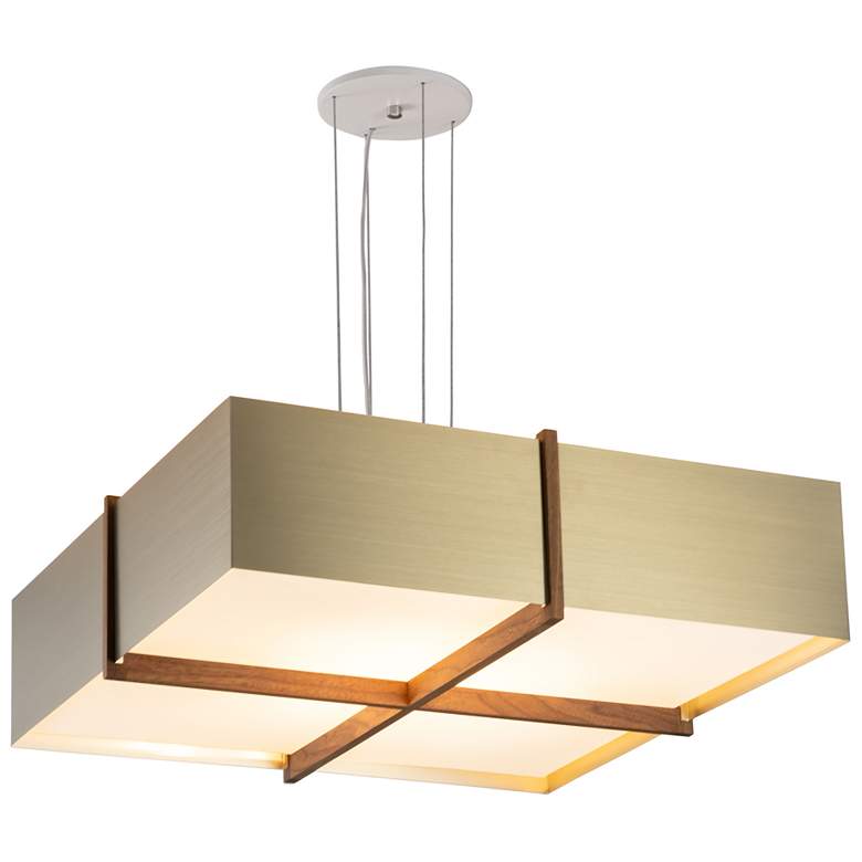 Image 1 Veram 24" Wide Walnut 3500K LED Pendant With Brushed Brass Shade
