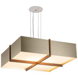 Veram 24" Wide Walnut 3500K LED Pendant With Distressed Brass Shade