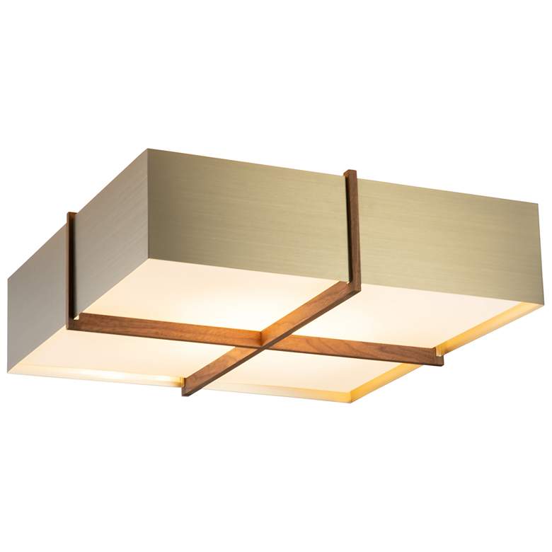 Image 1 Veram 24" Wide Walnut 4000K LED Flushmount With Brushed Brass Shade