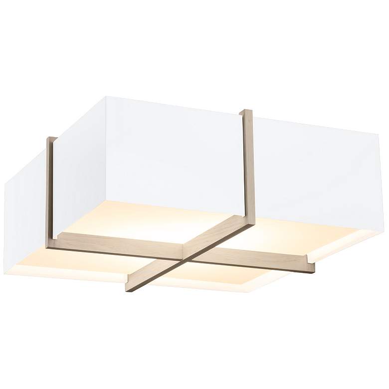 Image 1 Veram 24" Wide White Washed Oak 3500K LED Flushmount With Gloss White