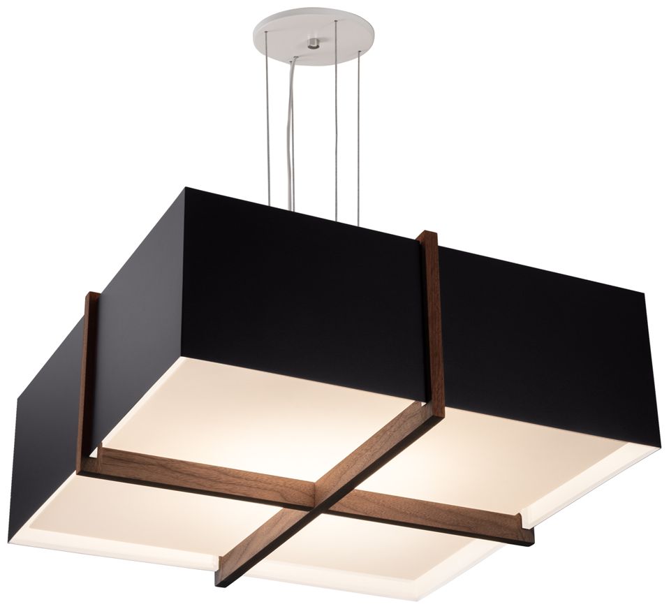 Image 2 Veram 24"W Walnut 3500K LED Pendant w/Matte Black and White Made to Or more views