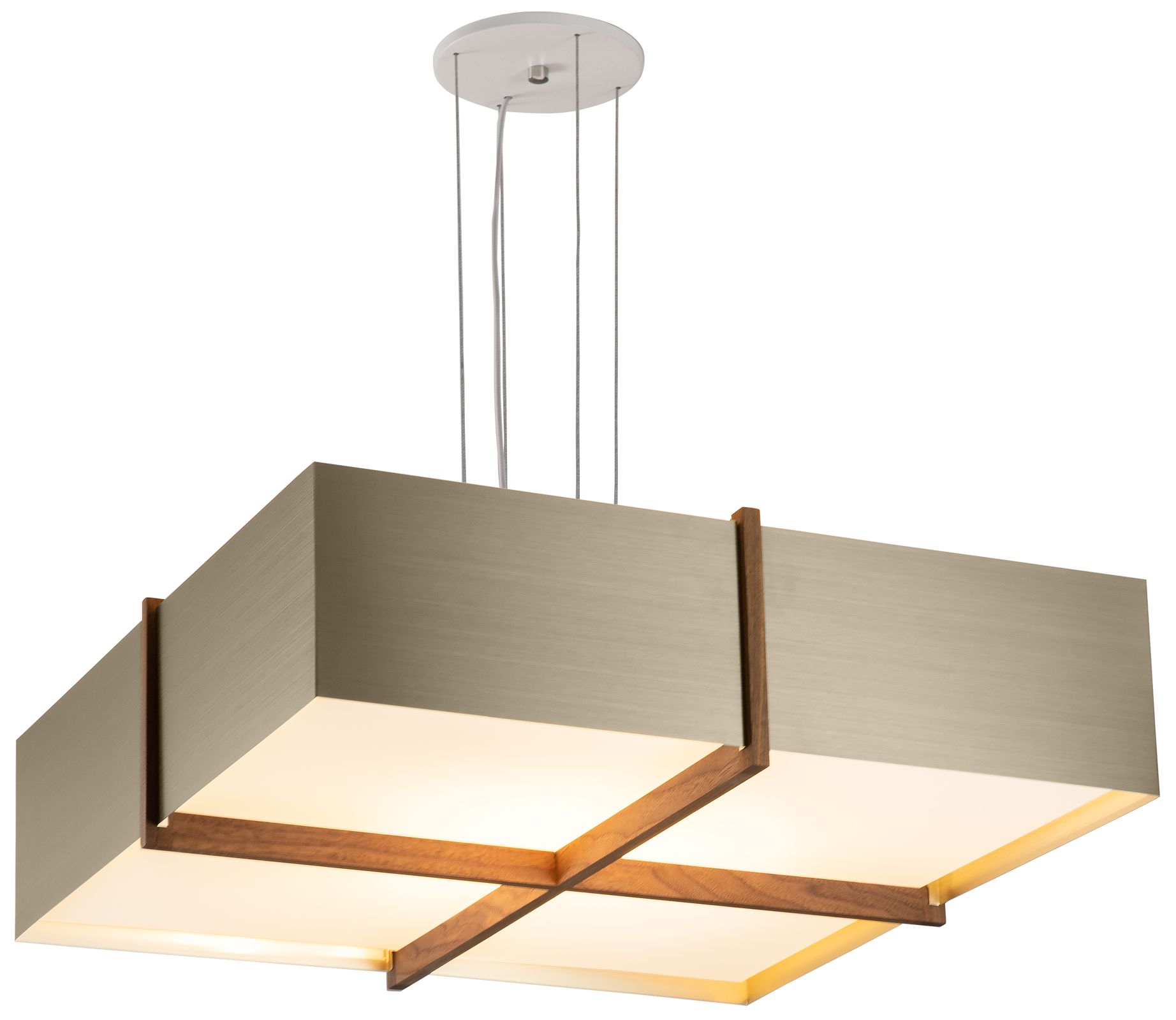 Veram 24"W Walnut 4000K LED Pendant With Distressed Brass Made to Order