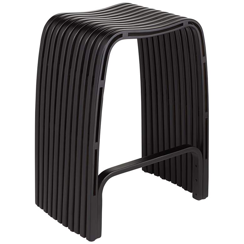 Image 3 Verana 24 inch High Black Finish Modern Bent Bamboo Counter Stool