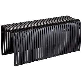 Image2 of Verana 42 1/2" Wide Black Finish Modern Bent Bamboo Wood Bench
