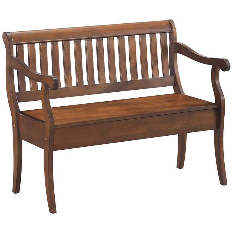 Image 2 Veranda 42 1/2" Wide Elm Stain Wood Storage Bench