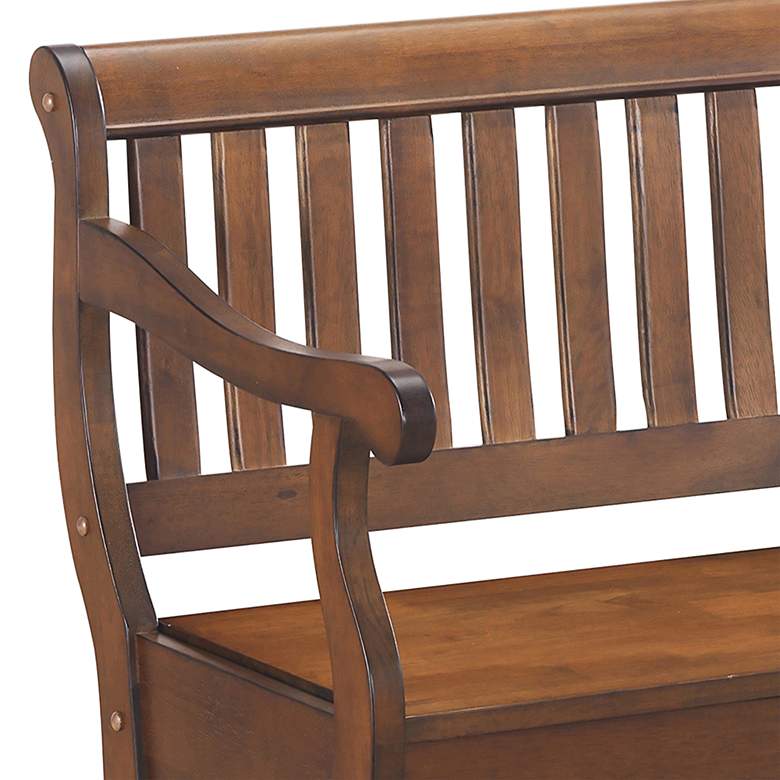 Image 3 Veranda 42 1/2" Wide Elm Stain Wood Storage Bench more views