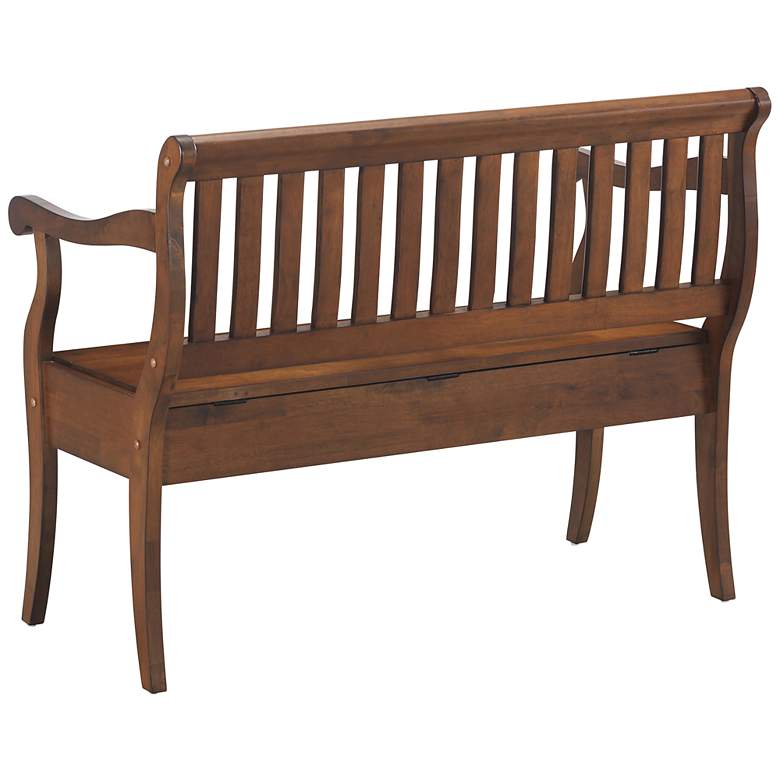 Image 5 Veranda 42 1/2" Wide Elm Stain Wood Storage Bench more views