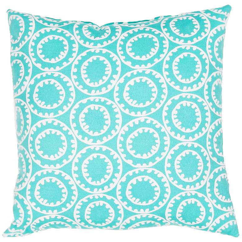 Image 1 Veranda Circle Turquoise Blue 18 inch Indoor-Outdoor Pillow