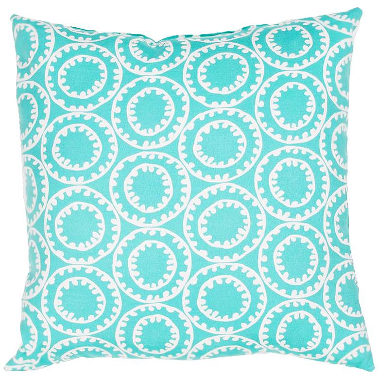 Image 1 Veranda Circle Turquoise Blue 18" Indoor-Outdoor Pillow