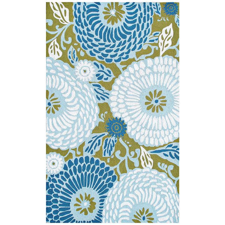 Image 1 Veranda Collection 5'x8' Mod Floral Blue Indoor Outdoor Rug