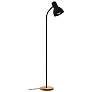Verdal 59" High Wood Accented Black Floor Lamp With Black Metal Shade