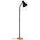 Verdal 59" High Wood Accented Black Floor Lamp With Black Metal Shade