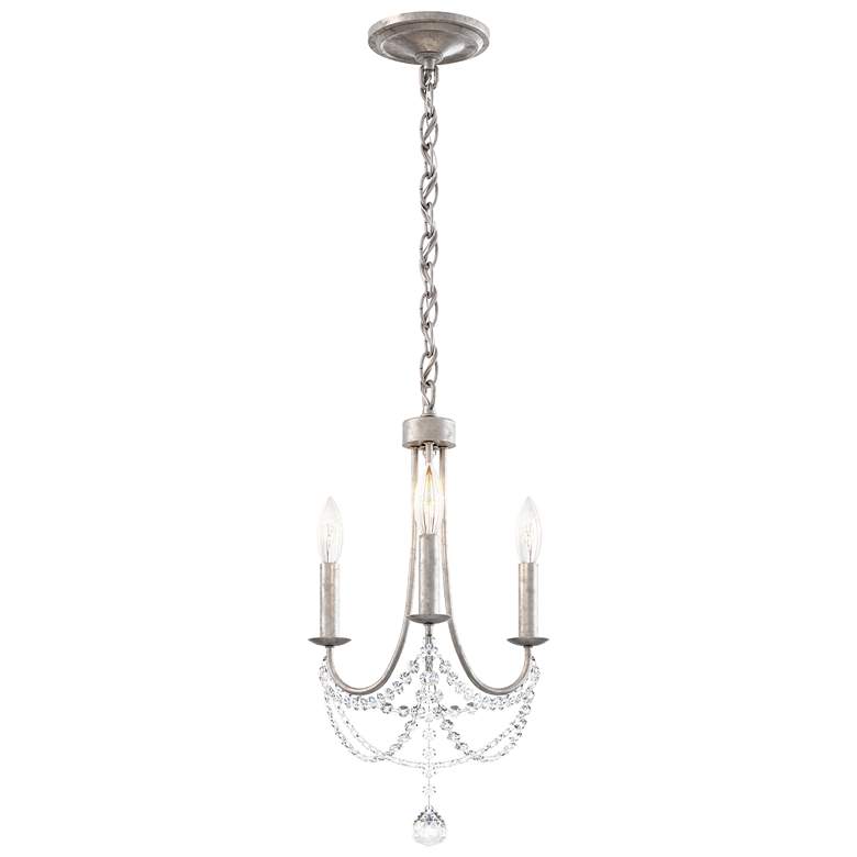 Image 1 Verdana 19"H x 12"W 3-Light Crystal Chandelier in Antique Silver