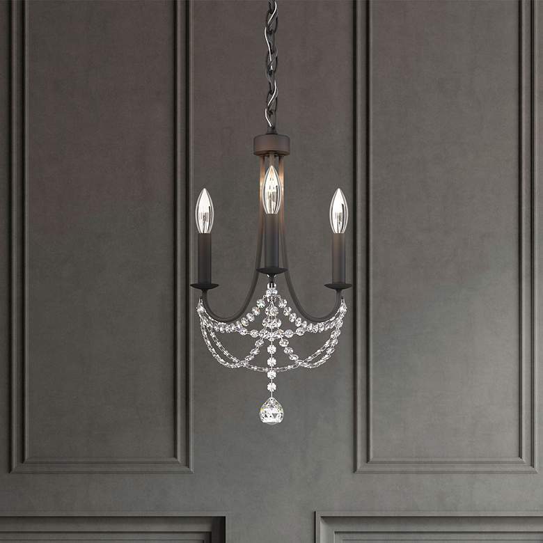 Image 1 Verdana 19"H x 12"W 3-Light Crystal Chandelier in Black