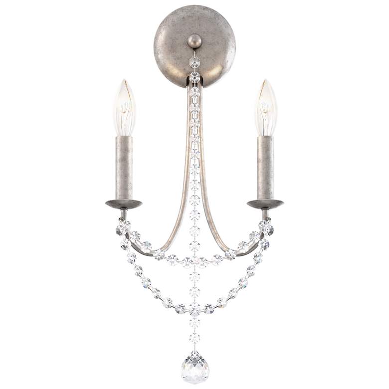 Image 1 Verdana 19"H x 9"W 2-Light Crystal Wall Sconce in Antique Silver