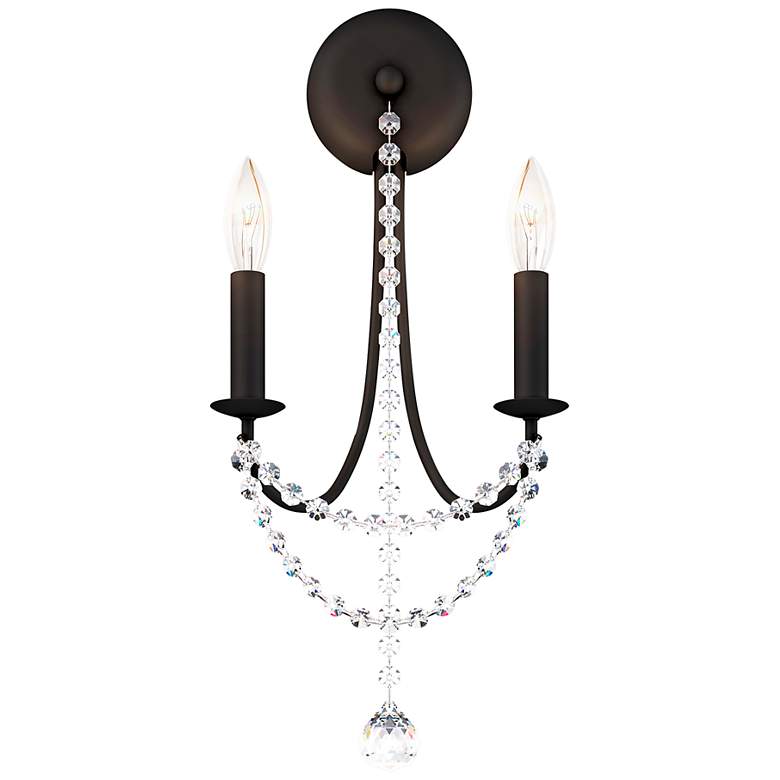 Image 2 Verdana 19"H x 9"W 2-Light Crystal Wall Sconce in Black