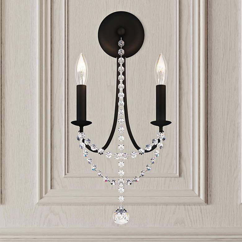 Image 1 Verdana 19"H x 9"W 2-Light Crystal Wall Sconce in Black