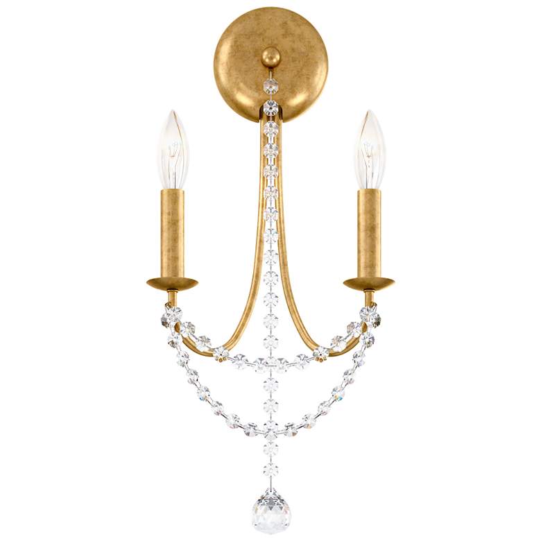 Image 1 Verdana 19 inchH x 9 inchW 2-Light Crystal Wall Sconce in Heirloom Gold