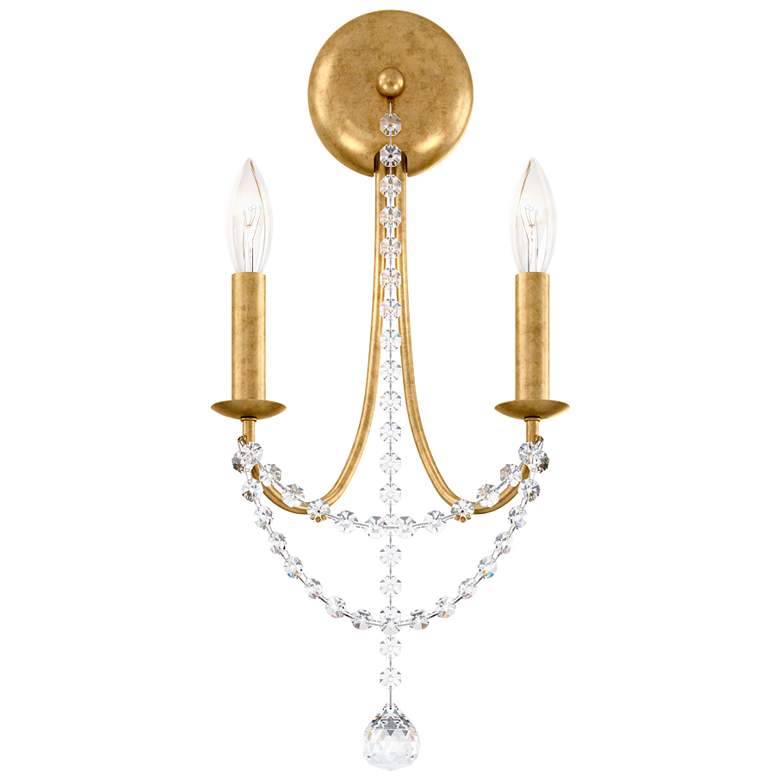 Image 1 Verdana 19"H x 9"W 2-Light Crystal Wall Sconce in Heirloom Gold