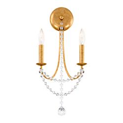 Verdana 19"H x 9"W 2-Light Crystal Wall Sconce in Heirloom Gold