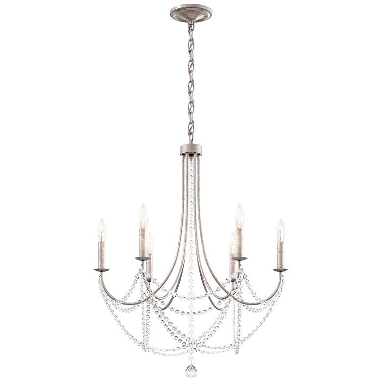 Image 2 Verdana 29"H x 24"W 6-Light Crystal Chandelier in Antique Silver