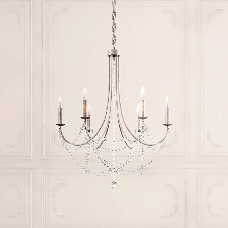 Image 1 Verdana 29"H x 24"W 6-Light Crystal Chandelier in Antique Silver