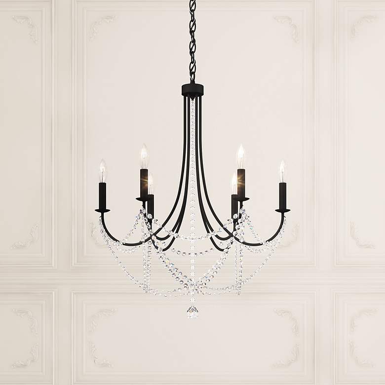 Image 1 Verdana 29"H x 24"W 6-Light Crystal Chandelier in Black