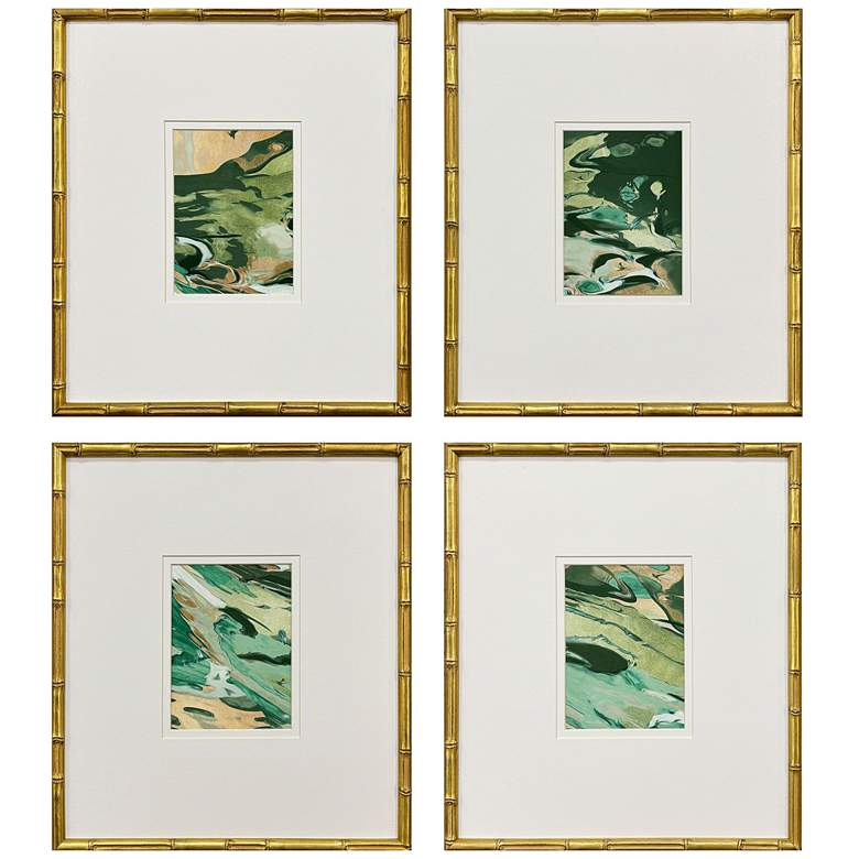 Image 1 Verdant Fusion 17"W x 19"H Contemporary Framed Art Set of 4