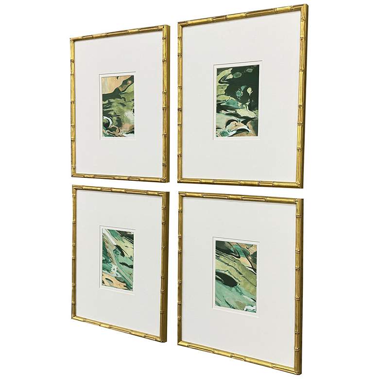 Image 2 Verdant Fusion 17"W x 19"H Contemporary Framed Art Set of 4 more views