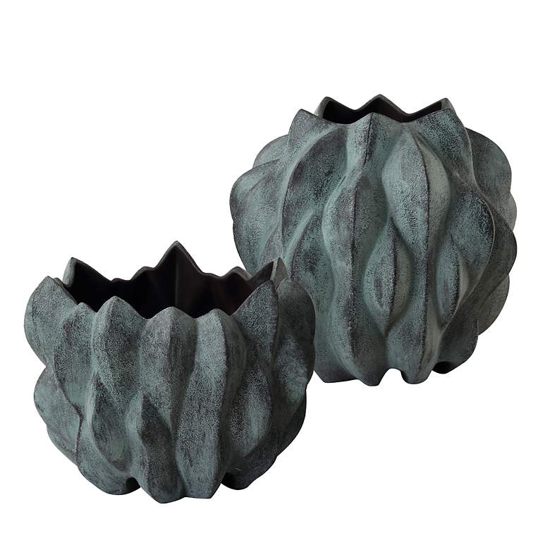 Image 2 Verdant Set of 2 Bronze and Verdigris Vases