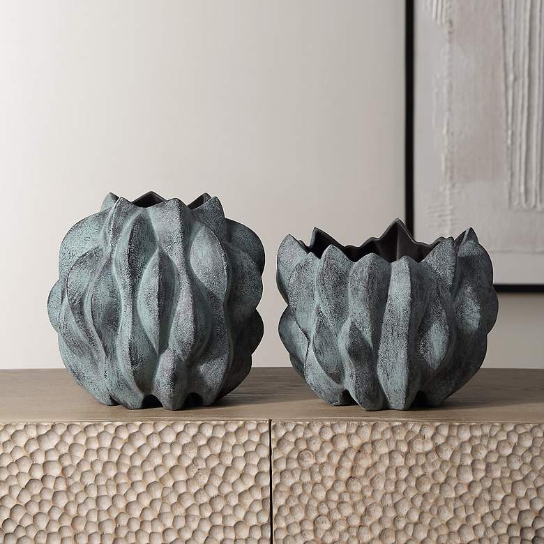 Image 1 Verdant Set of 2 Bronze and Verdigris Vases