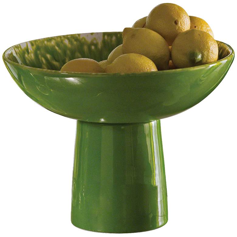 Image 1 Verde Villa 10 inch Wide Matcha Green Ceramic Footed Bowl