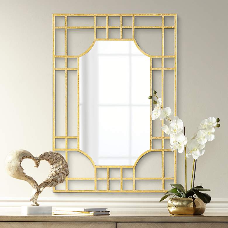 Image 1 Verden Gold Grid 25 inch x 36 inch Rectangle Wall Mirror