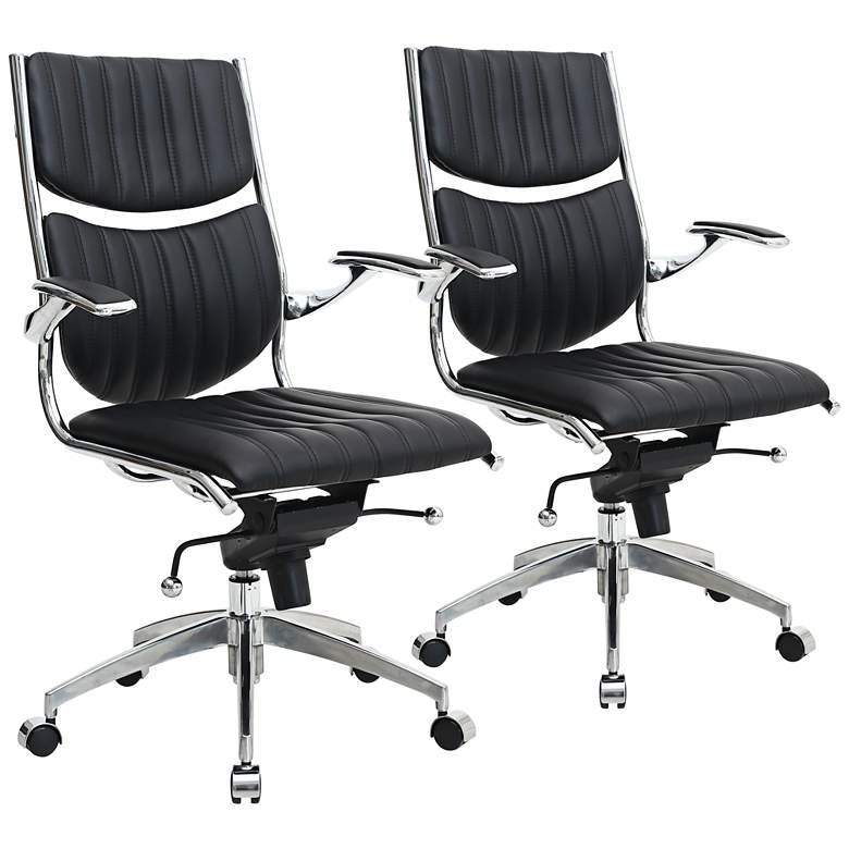 Image 1 Verdi Ergonomic Black Adjustable Office Chair Set of 2