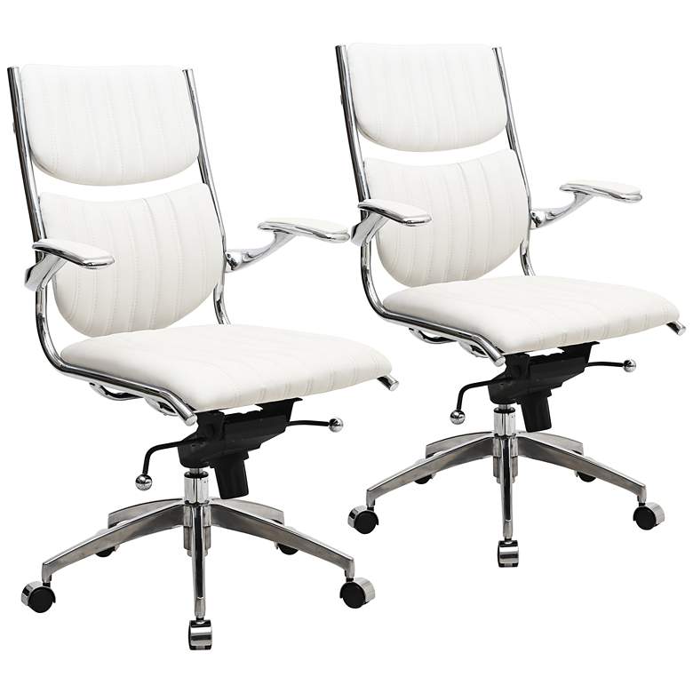 Image 1 Verdi Ergonomic White Adjustable Office Chair Set of 2
