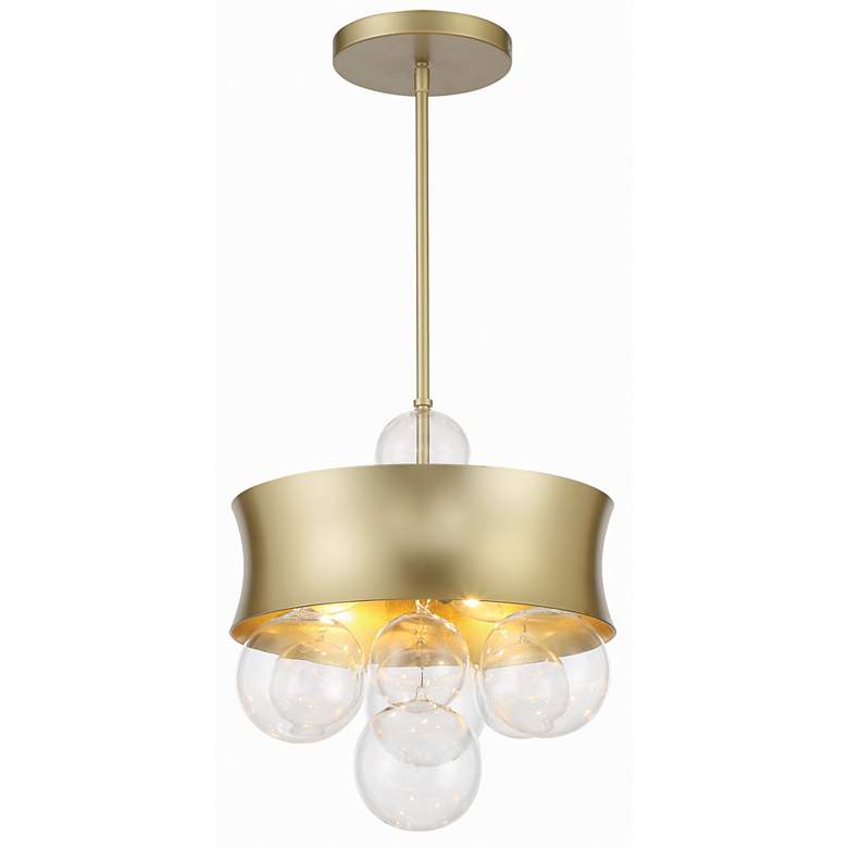 Image 3 Verdi Square 14" Wide Soft Gold and Glass Pendant Light