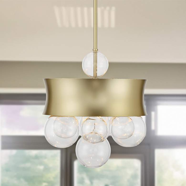 Image 2 Verdi Square 14" Wide Soft Gold and Glass Pendant Light