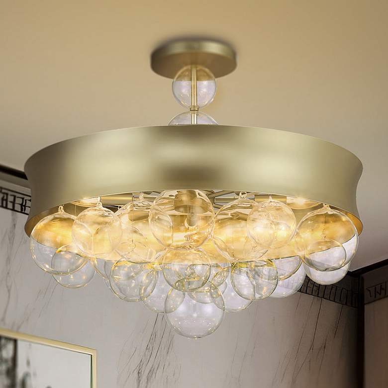 Image 1 Verdi Square 26" Wide Soft Gold Pendant Light w/ Clear Glass