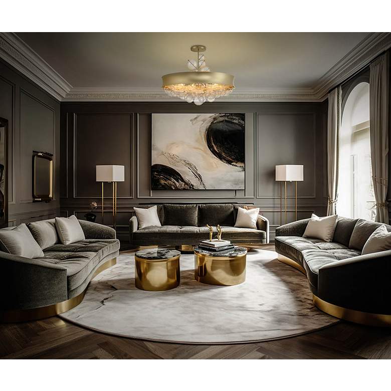Image 4 Verdi Square 26" Wide Soft Gold Pendant Light w/ Clear Glass more views
