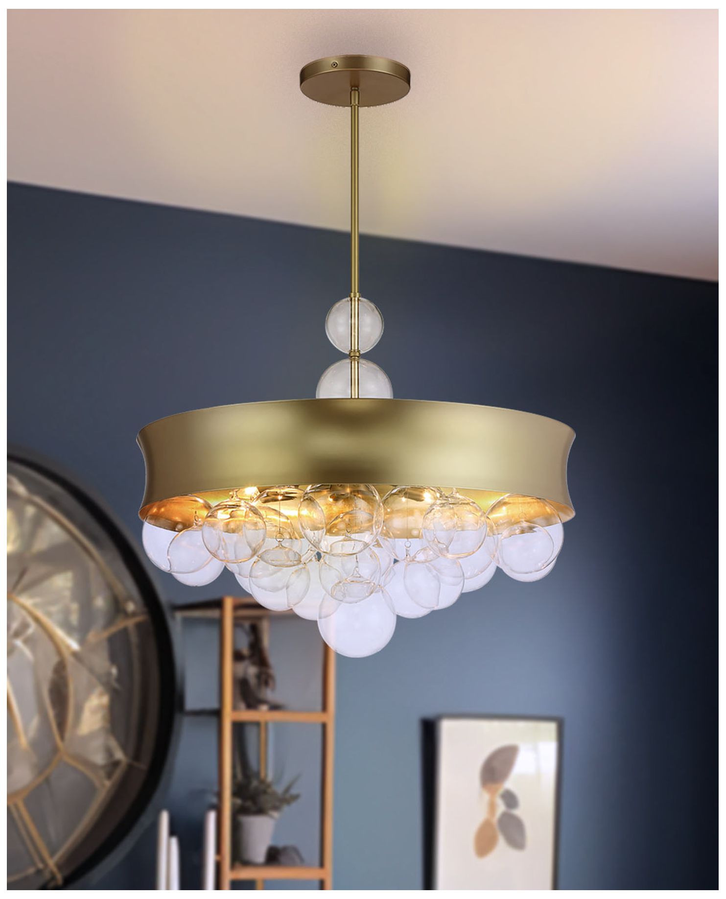 Verdi Square 26" Wide Soft Gold Pendant Light w/ Clear Glass