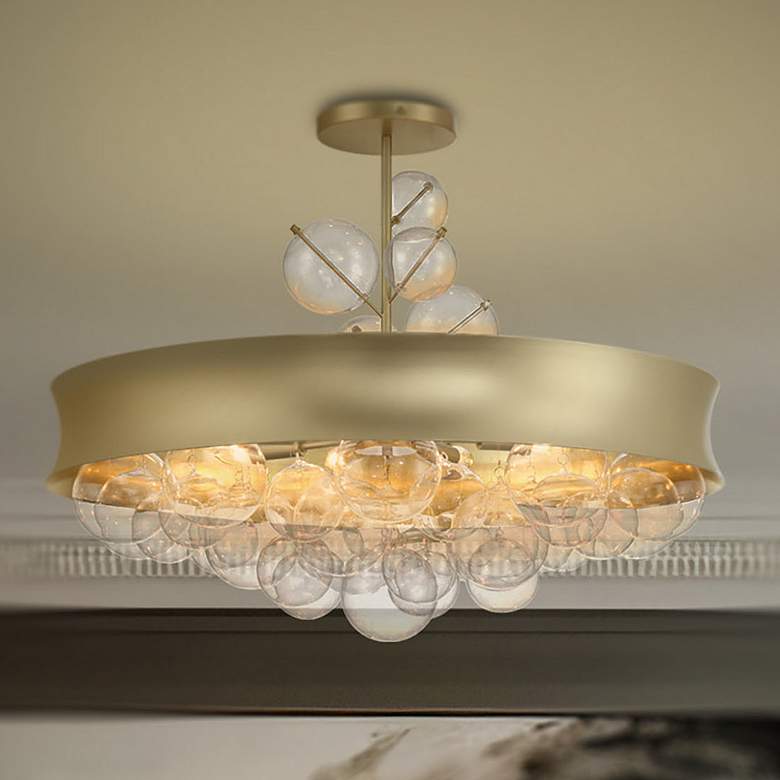 Image 2 Verdi Square 32"W Soft Gold and Clear Glass Pendant Light