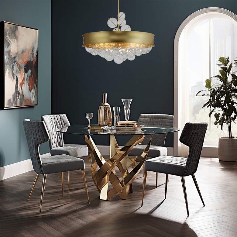 Image 6 Verdi Square 32"W Soft Gold and Clear Glass Pendant Light more views