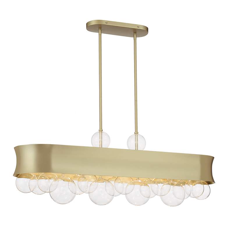 Image 2 Verdi Square 38" Wide Soft Gold and Glass Island Pendant