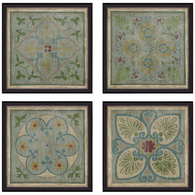 Image 2 Verdigris Pattern 20" Square 4-Piece Framed Wall Art Set