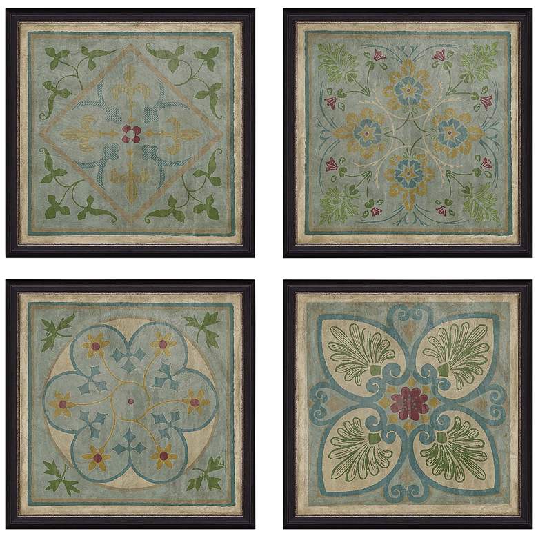 Image 2 Verdigris Pattern 20 inch Square 4-Piece Framed Wall Art Set