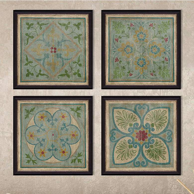 Image 1 Verdigris Pattern 20 inch Square 4-Piece Framed Wall Art Set