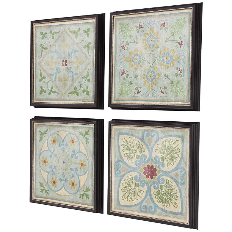 Image 4 Verdigris Pattern 20 inch Square 4-Piece Framed Wall Art Set more views