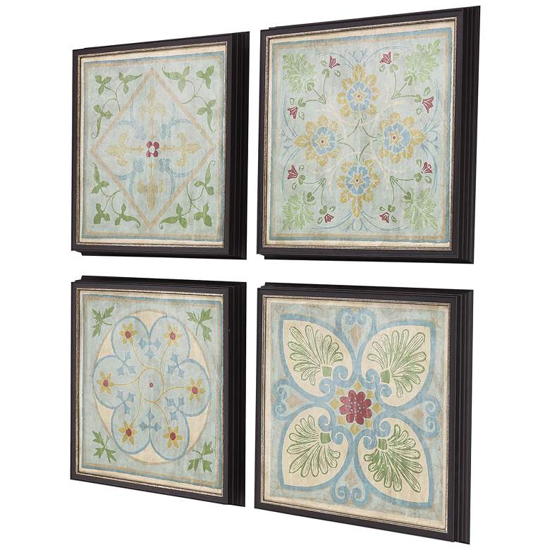 Image 4 Verdigris Pattern 20" Square 4-Piece Framed Wall Art Set more views