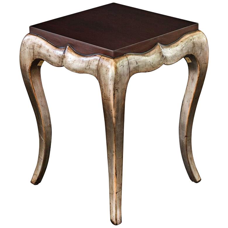 Image 1 Verena 20 inch Wide Dark Mahogany and Silver Leaf End Table